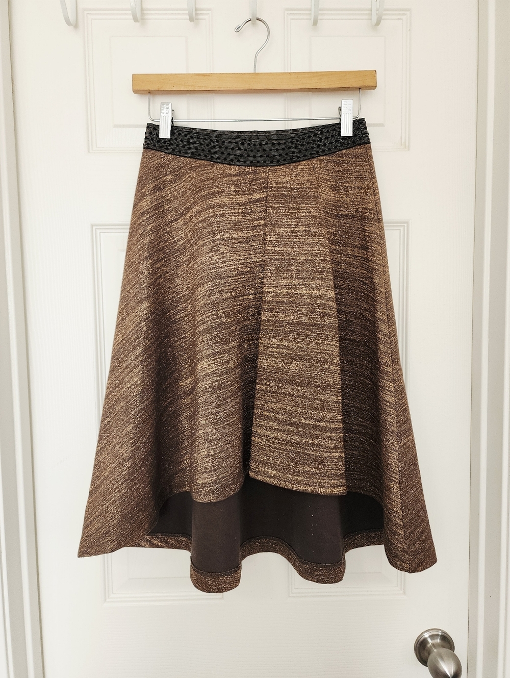 Anthropologie HD In Paris Skirt Metallic Gold High Low Pull-On Skirt Twee XSmall - Picture 2 of 5
